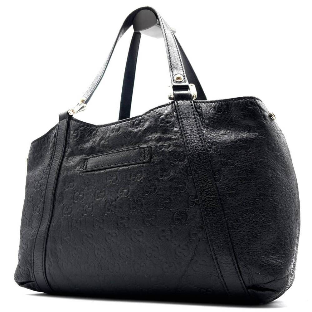 GUCCI Guccissima GG tote bag shoulder black leather